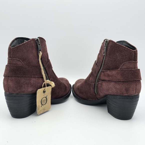 NWT Born Carmel Harness Suede Ankle Booties, Burgundy/Wine, Women's Size 6 - Picture 8 of 16